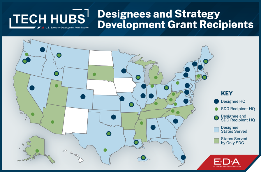 EDA_Tech Hubs Designee and SDG Map Baltimore Tech Hub